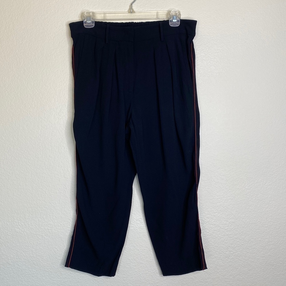 Isabel Marant trousers womens 10 ten black red piping crop elastic back